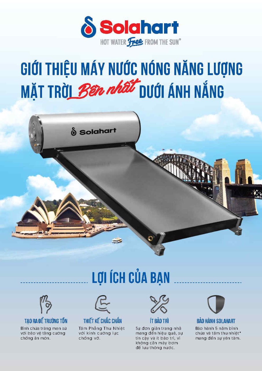 Máy nước nóng năng lượng mặt trời Solahart - Giải pháp tiết kiệm năng lượng hiệu quả