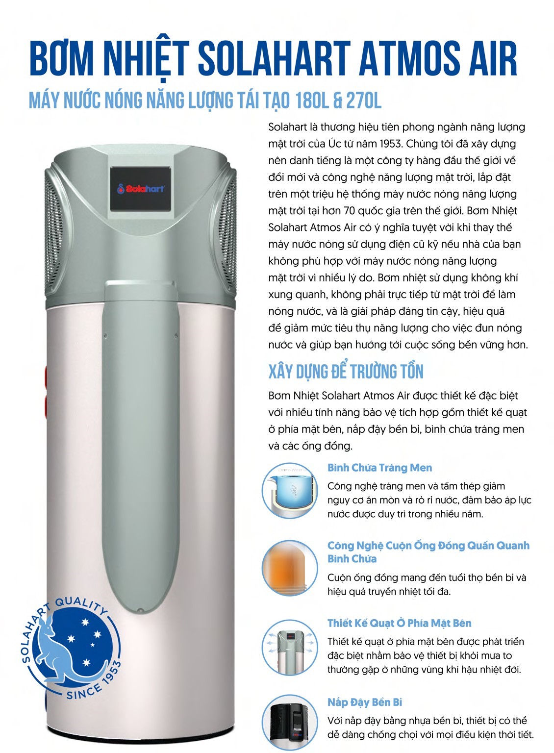 Công nghệ làm nóng tiên tiến với máy bơm nhiệt Atmos-Air HeatPump
